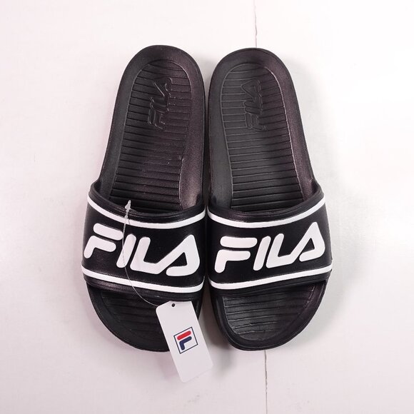 Fila Sleek Slide Sandals Black/White - Picture 1 of 9